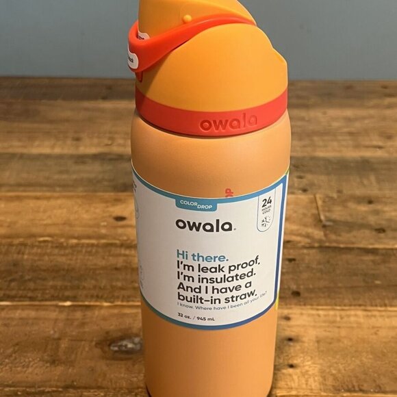 Owala Serene Tangerine color drop FreeSip Stainless Steel Water Bottle, 32oz. - Picture 2 of 2